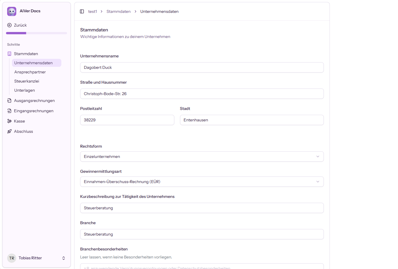 Interview starten mit AiVer Doc